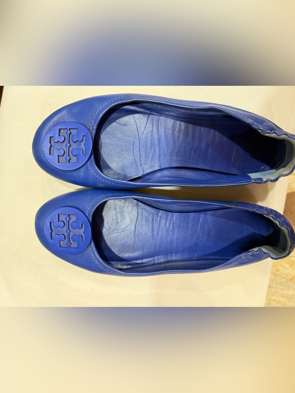 Tory Burch Electric Blue Leather Minnie Ballet Flats